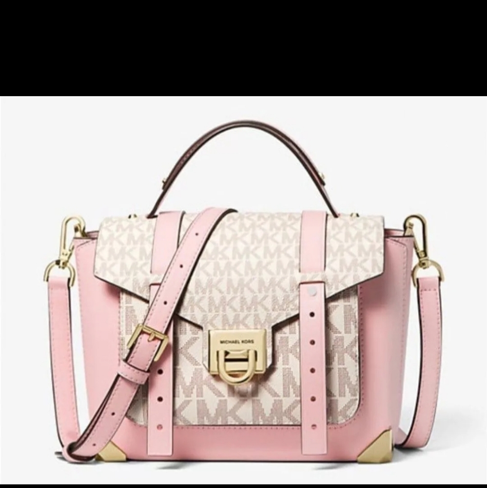 NEW! MICHAEL KORS MEDIUM MANHATTAN LEATHER /LOGO SATCHEL NWT!